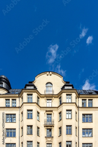 Sticker Stockholm building facade with classic architecture and blue sky
