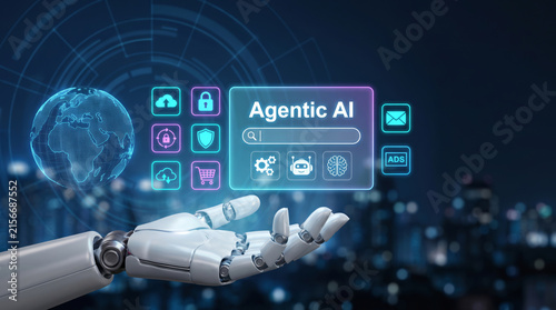 Agentic workflow ai business robot automation Agentic AI concept for agentic workflow. artificial intelligence technology innovation. automation system process analysis, agent assistant management