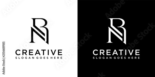 RN or NR initial letter logo design vector template