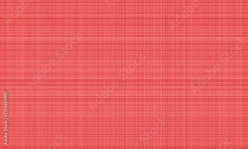 Coral pink linen fabric texture background with subtle woven grid pattern for textile and wallpaper design