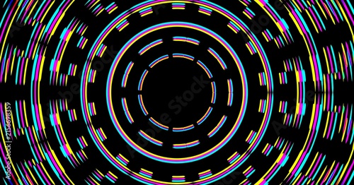 Abstract chromatic gradient brush circle isolated on black, designed as a bold material backdrop for banners and posters.