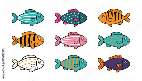Whimsical Underwater Biological Specimen Grid showcasing Simple Line Drawings and Dotted Textures for Scandinavian Style Nursery Wall Art and Minimalist Kids Room Poster Layouts
