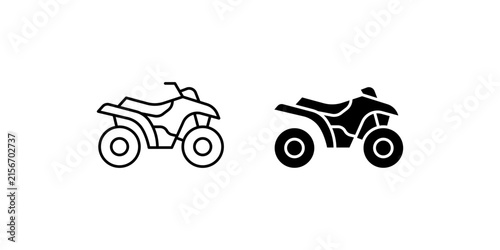 Foto All terrain vehicle ATV quad bike icon in outline and solid style