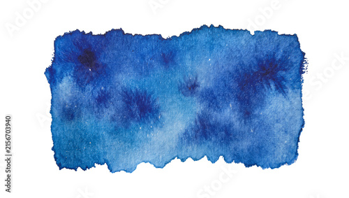 Deep blue watercolor splash with textured edges, isolated on transparent background