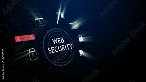 Web security. Cyber security, computer data encryption and internet protection.