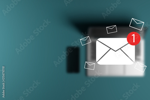 email notification interface, highlighting email communication, digital messaging, inbox management, customer engagement, online correspondence, business.