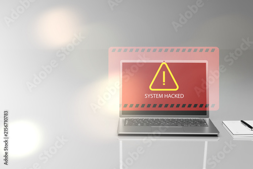 hacked system alert, highlighting cybersecurity breach, ransomware attack, malware infection, data protection, cyber threat, network security, and digital risk.
