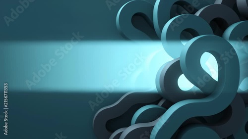 Abstract 3d Motion Background With Moving Teal Wavy Shapes and Light Sweep