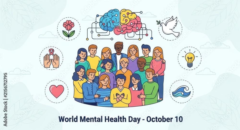 Fototapeta premium world mental health day group people celebrating awareness event