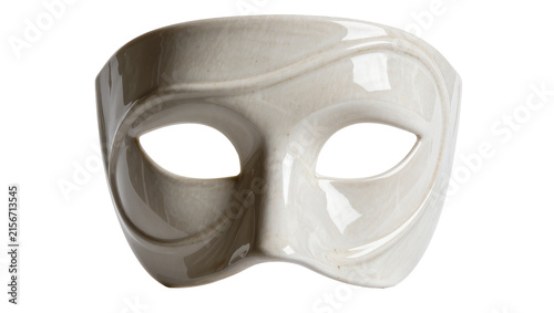 Quadro su tela Ceramic Venetian mask with smooth curves, isolated on transparent background