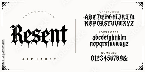 Canvas Print Resent Gothic Font Blackletter Style Typography For Halloween Horror Poster Desi