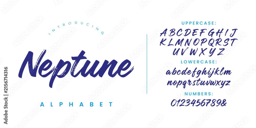 Naklejka premium Neptune Brush Script Font for Modern Creative Branding and Artistic Social Media Design