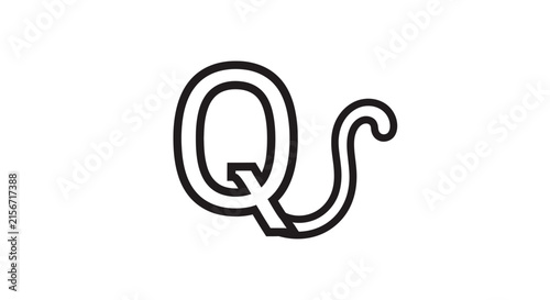 Elegant Letter Q Logo Design, Minimalist Alphabet Symbol, Calligraphy Q, Branding Element