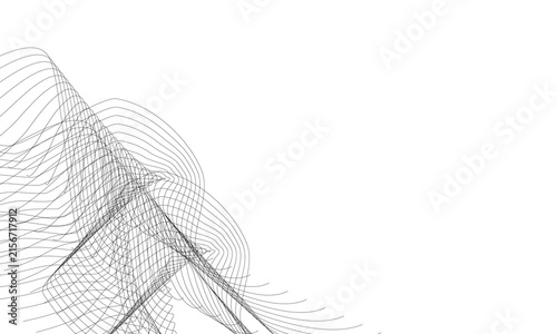 Futuristic abstract wave lines and contour mesh