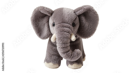 Canvas Print Plush gray elephant toy with large ears, isolated on transparent background