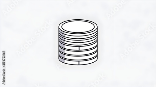 Stack of generic coins line art illustration on white