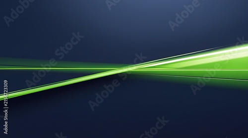 Abstract glowing green horizontal line on blue