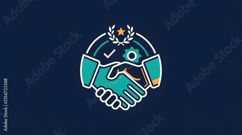 Handshake icon concept of partnership agreement.
