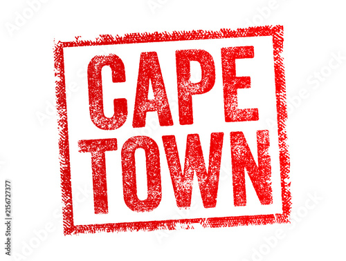 CAPE TOWN text stamp mark representing famous South African city destination for travel, tourism, vacation, geography, culture, urban adventure, location emblem, global journey, resort, holidays.