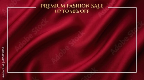 Red Satin Fashion Sale Banner with Elegant Copy Space