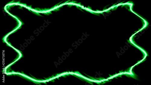 Abstract Green Neon Frame, Glowing Border, Digital Art