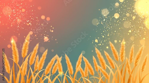Golden Wheat Field With Magical Floating Particles and Bokeh Background