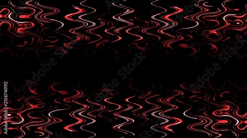 Abstract Red and White Waves on Black Background