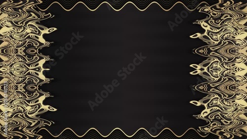Elegant Golden Frame on Black Background:  Luxury Design, Decorative Border, Abstract Art