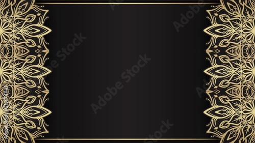 Elegant Golden Mandala Frame on Black Background