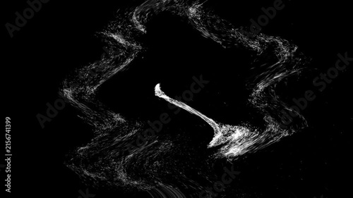 A white dust ray forming a circle and disappearing against a black background.