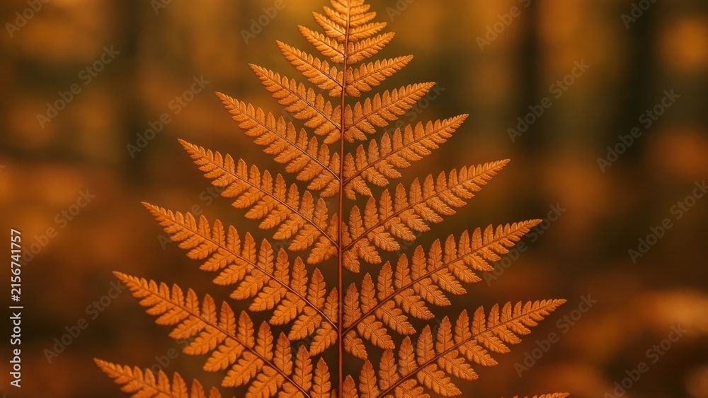 Naklejka premium Golden fern autumn forest desktop wallpaper