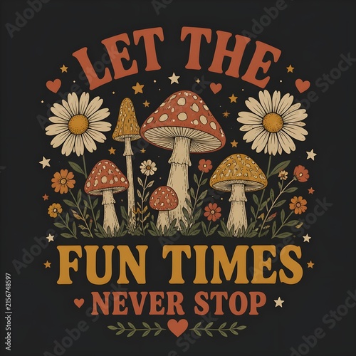 retro typography design flowers