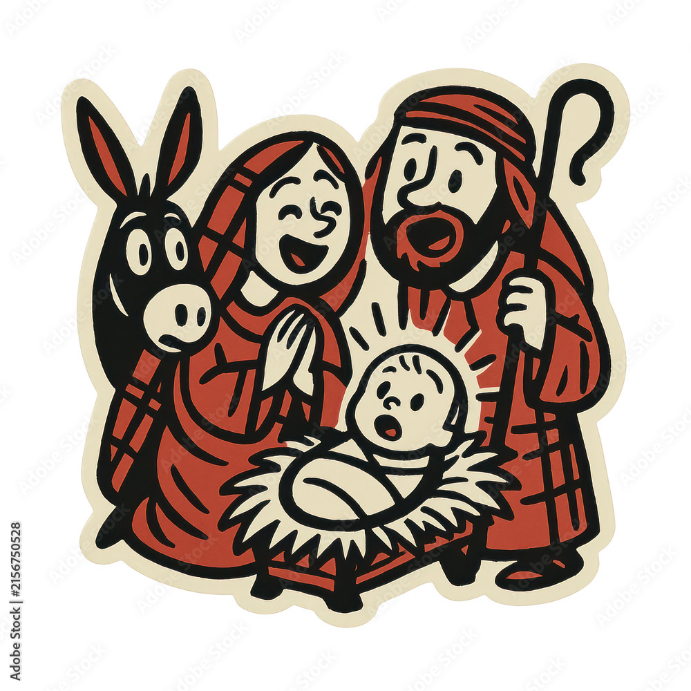 Naklejka premium PNG Nativity scene cartoon illustration.