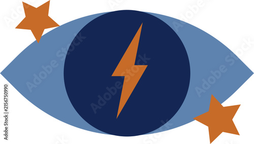 Abstract eye icon with lightning bolt and stars vector illustration for creative concepts