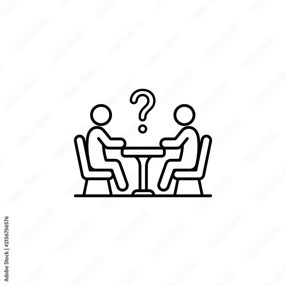Fototapeta premium People having a meeting or conversation with a question mark conversation question discussion dialogue