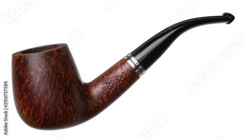 Canvastavla Brown briar wood smoking pipe with black mouthpiece, isolated on transparent bac