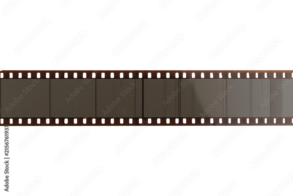 Fototapeta premium Horizontal vintage style film strip with empty frames isolated on transparent background