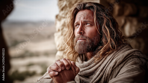 Daniel kneeling in prayer beside an open window with city view and quiet evening light
