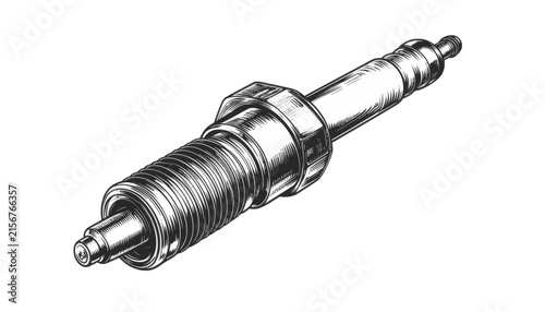 Detailed Metal Automotive Spark Plug for Engine Ignition, Car Maintenance and Mechanical Repair on transparent background