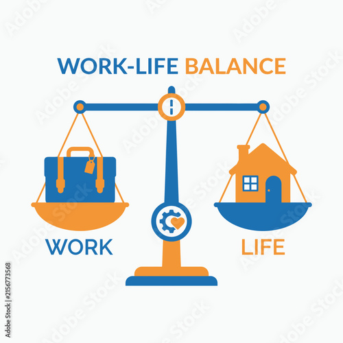 Work Life Balance Concept with Scale Icon Vector Illustration 