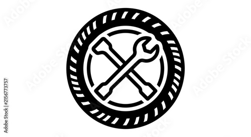 Car Tire and Tools Minimal Icon