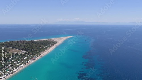 Turquoise waters surrounding sandy Possidi beach