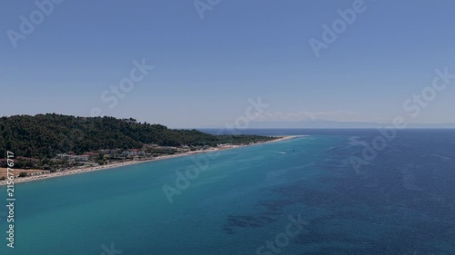 Possidi Beach coastline stretching