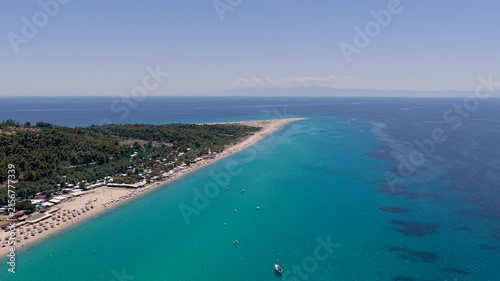 Possidi Beach coastline extending into turquoise Aegean Sea