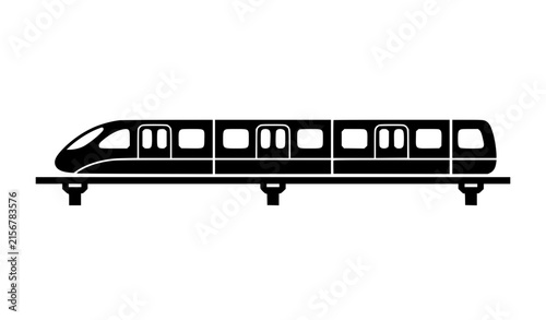 Bild auf Leinwand High Speed Train on Elevated Track Silhouette Vector Icon for Railway Transporta