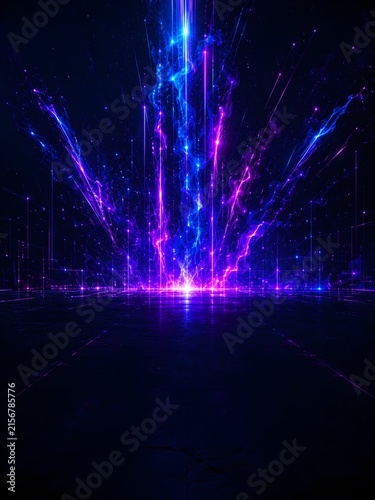 Vertical Neon Fireworks Background for Electronic Music Festival Poster Layout