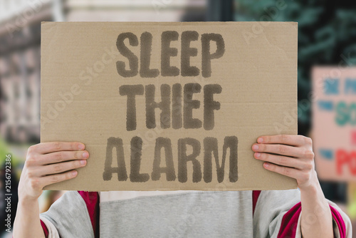 Bild auf Leinwand "Sleep Thief Alarm" His 5AM alarm rings for twenty minutes