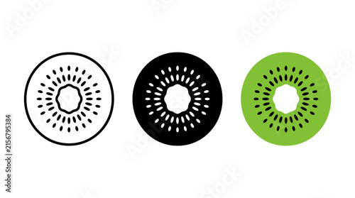 Quadro su tela Fresh green kiwi fruit slice vector graphic with tropical nutrition superfood ve