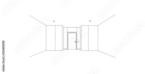 Modern Interior Hallway Line Drawing