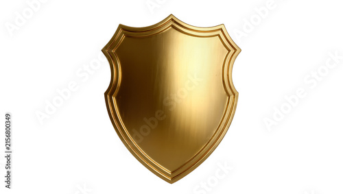 Konstfotografi Shiny golden shield emblem with ornate border, isolated on transparent backgroun